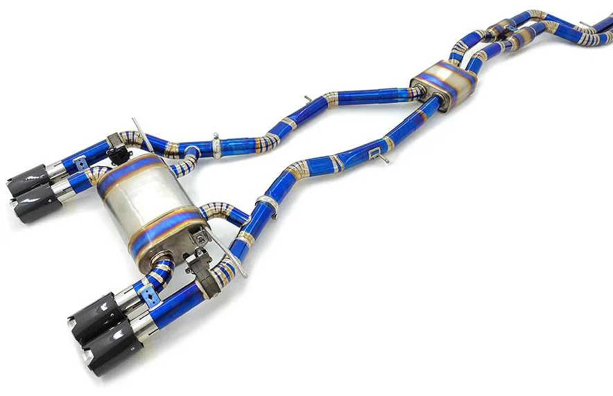 Titanium valved cat-back exhaust system with black tips