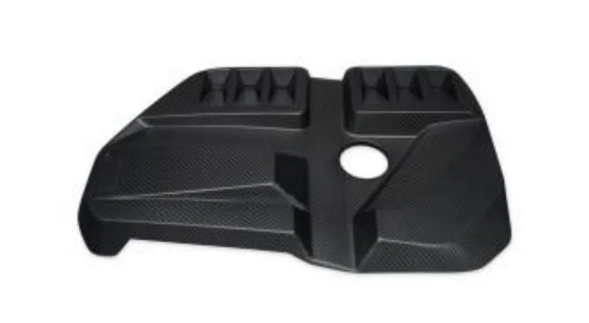 OEM engine hood with label